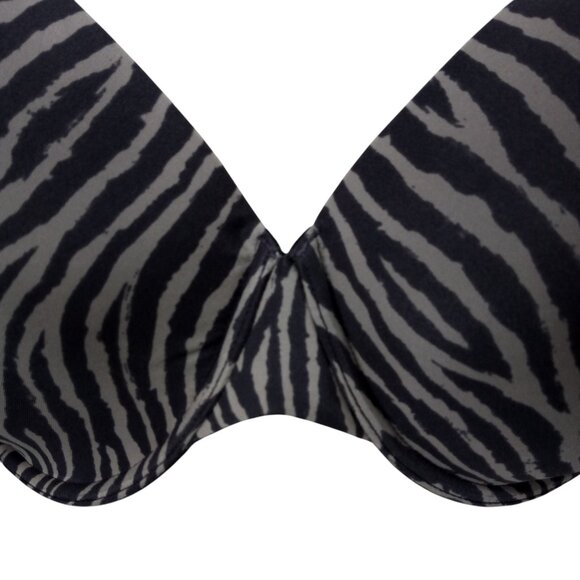 Victorias Secret Lined Full Coverage Zebra Underwire Bra Size 38DD Gray Stretch - Picture 7 of 8